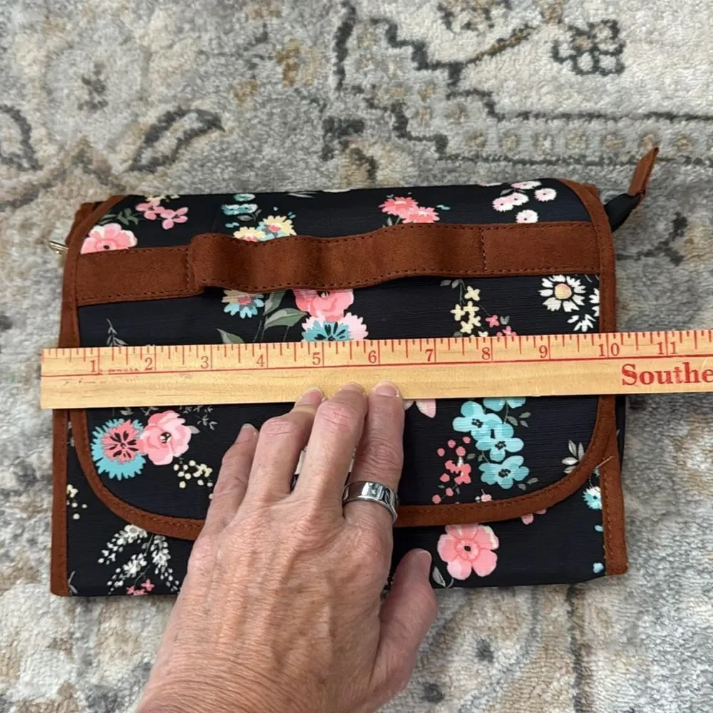 Primrose Hill London Floral Women's Cosmetic or Toiletry Bag - Black Floral